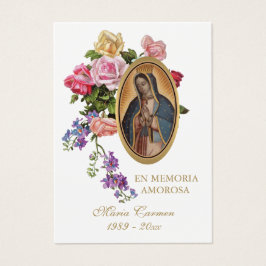 Guadalupe Virgin Mary Spansk Funeral Heliga Prayer Visitkort