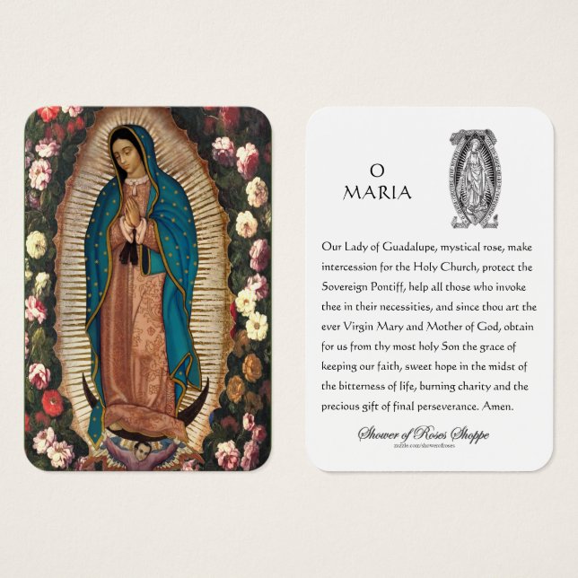 Guadalupe Virgin Mary Spansk Prayer-Heliga kort (Framsida & baksida)