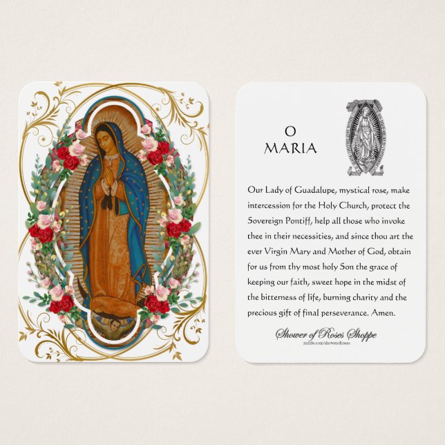 Guadalupe Virgin Mary Spansk Prayer-Heliga kort (Framsida & baksida)