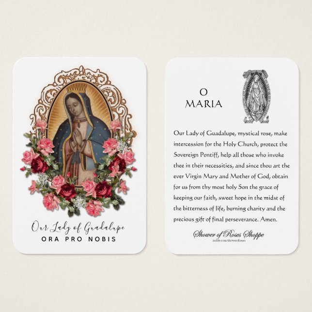 Guadalupe Virgin Mary Spansk Prayer-Heliga kort (Framsida & baksida)