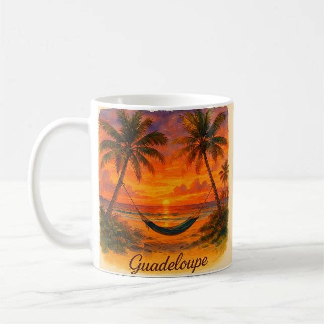 Guadeloupe – Coucher de Soleil Tropical avec Hamac Kaffemugg (Vänster)
