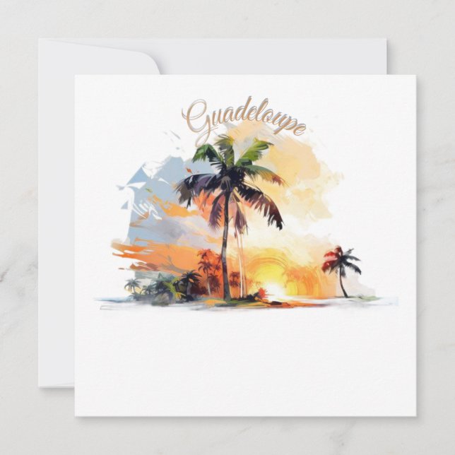 Guadeloupe: Coucher de Soleil Tropical en Aquarell (Framsida)
