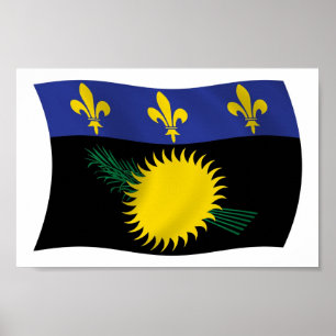 Guadeloupe Flagga Affisch Print