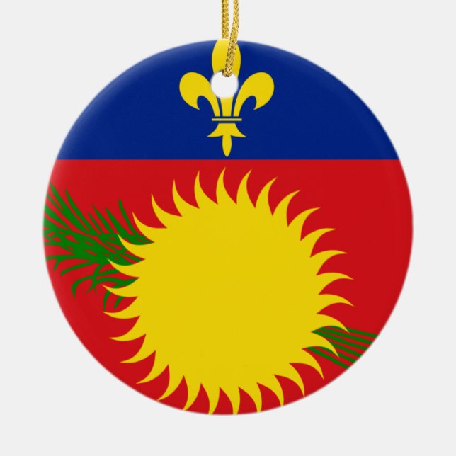Guadeloupe Flagga Julgransprydnad Keramik (Framsidan)