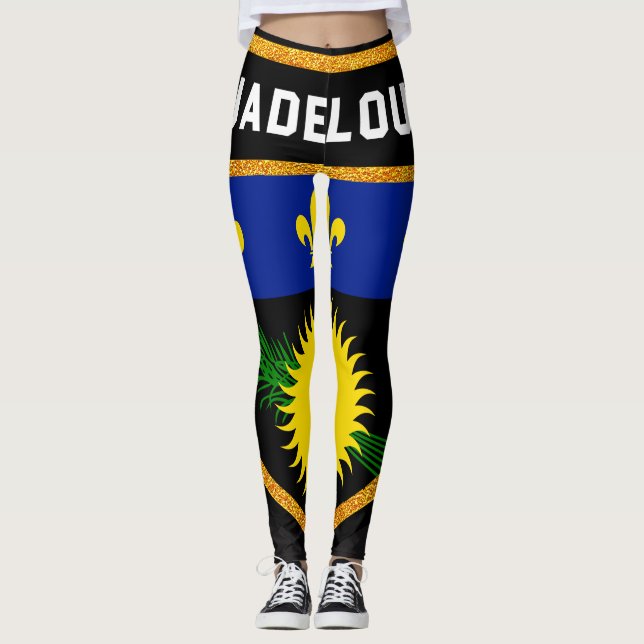 Guadeloupe Flagga Leggings (Framsida)