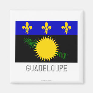 Guadeloupe flagga med namn magnet