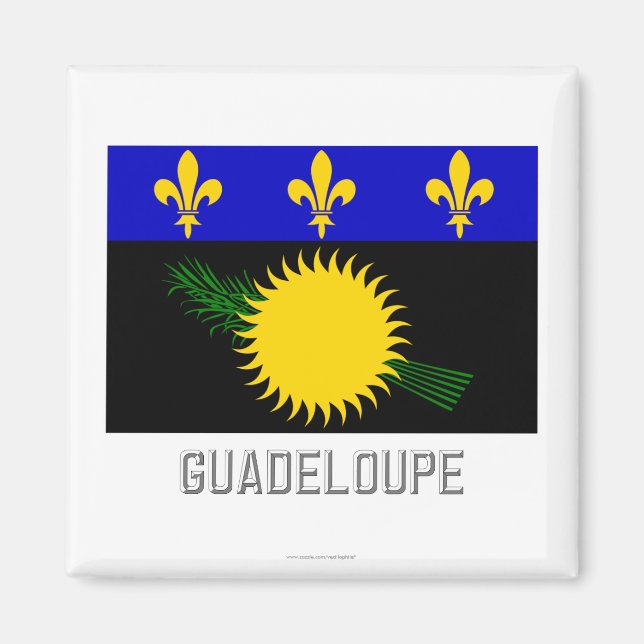 Guadeloupe flagga med namn magnet (Framsidan)