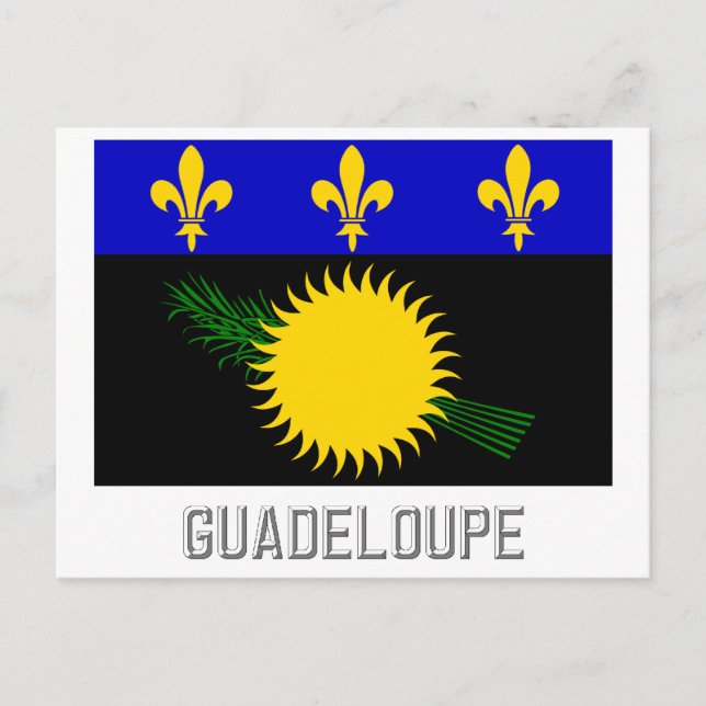Guadeloupe flagga med namn vykort (Framsida)