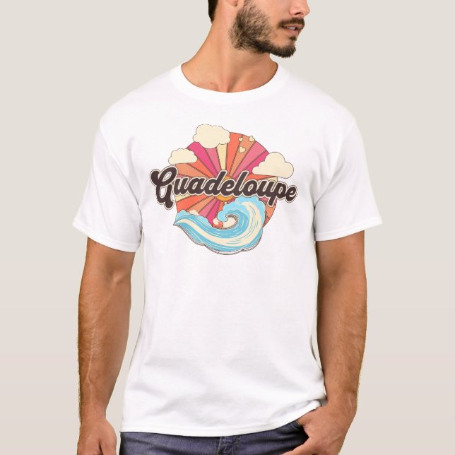 Guadeloupe Fransk Caribbean Retro T Shirt (Framsida)