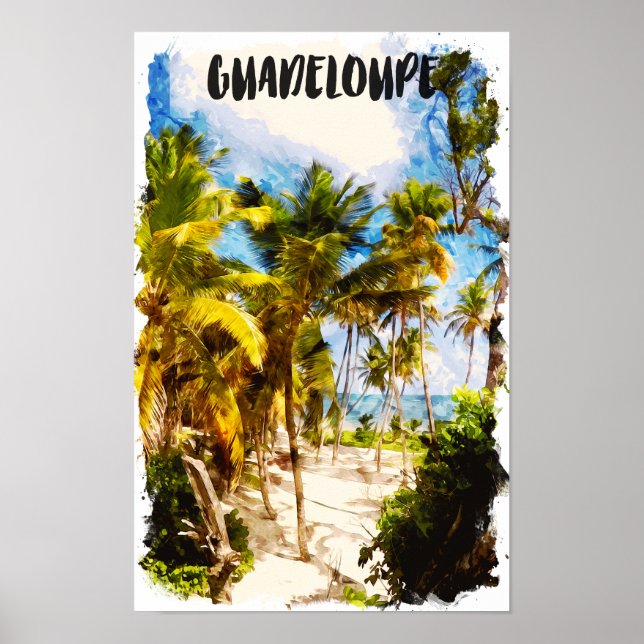 Guadeloupe Karibisk Tropisk Ö Travel Poster (Framsidan)