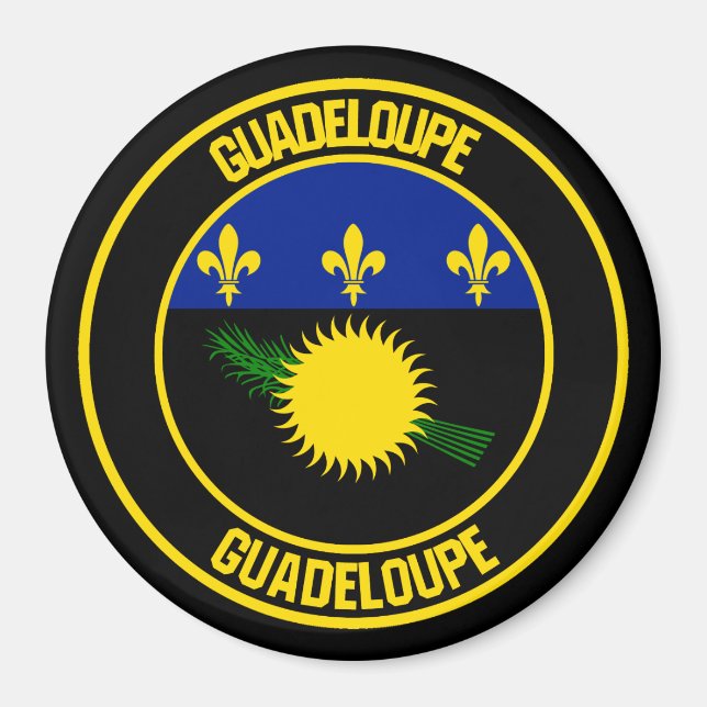 Guadeloupe Round Emblem Magnet (Framsidan)