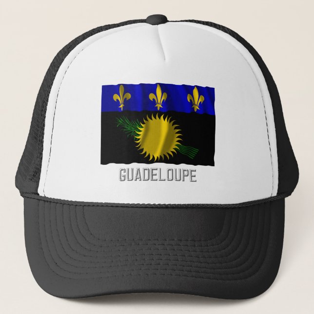 Guadeloupe som vinkar flagga med namn keps (Framsida)