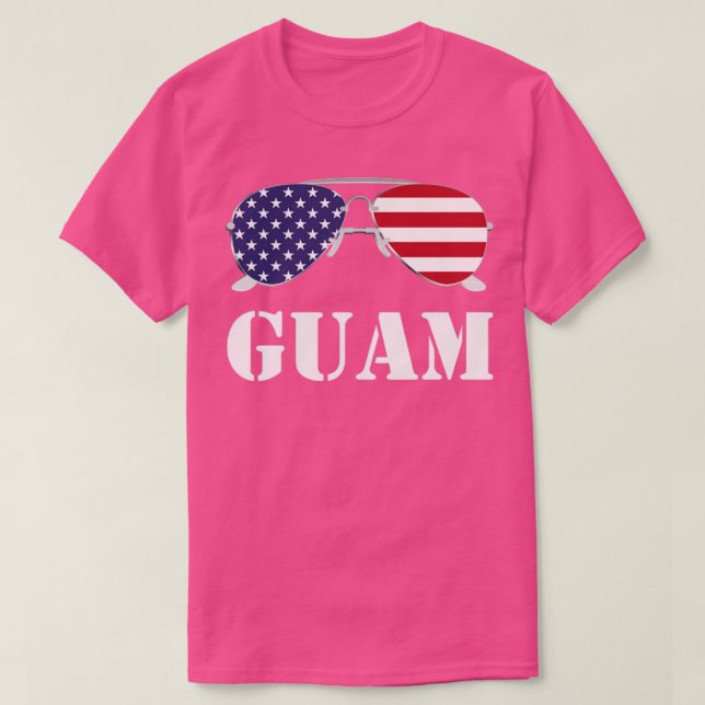 Guam American Flagga Sunglasses Patriotic T Shirt (Design framsida)