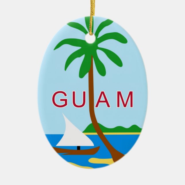 GUAM - emblem/flagga/vapensköld/symbol Julgransprydnad Keramik (Framsidan)