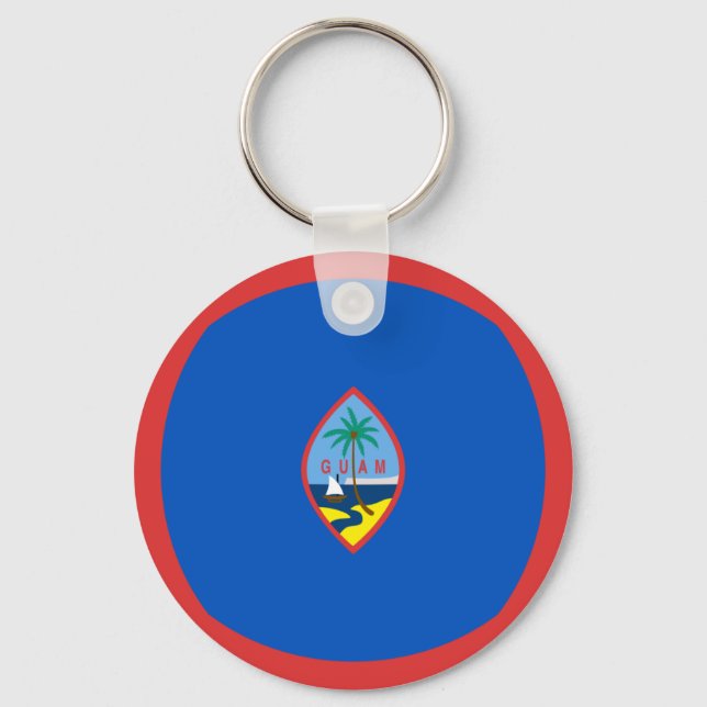 Guam Fisheye Flagga Keychain Nyckelring (Framsida)