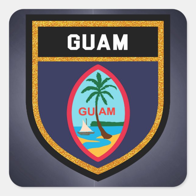 Guam Flagga Fyrkantigt Klistermärke (Framsida)