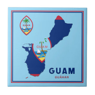 Guam Flagga Karta & Seal Kakelplatta