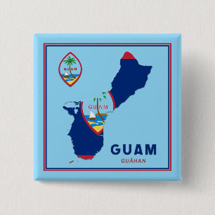 Guam Flagga Karta & Seal Knapp