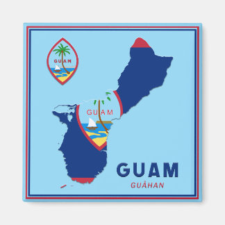 Guam Flagga Karta & Seal Magnet