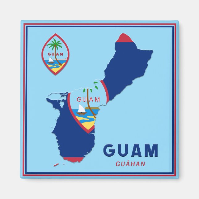 Guam Flagga Karta & Seal Magnet (Framsidan)