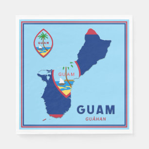 Guam Flagga Karta & Seal Pappersservett