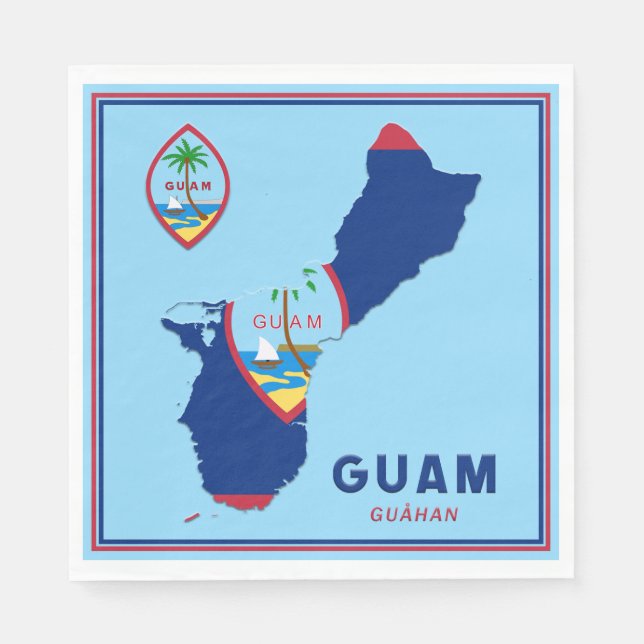 Guam Flagga Karta & Seal Pappersservett (Framsidan)