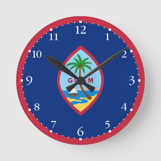 Guam Flagga Rund Klocka (Framsida)