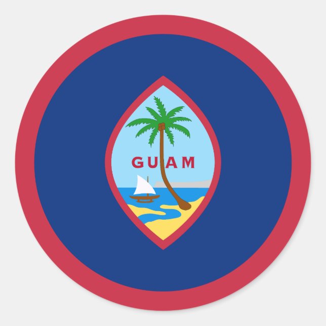 Guam Flagga Runt Klistermärke (Framsida)