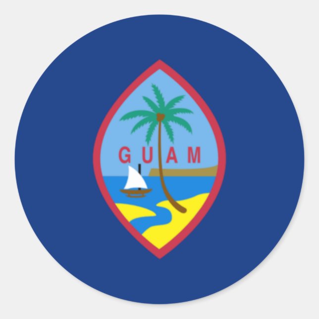 Guam Flagga Runt Klistermärke (Framsida)