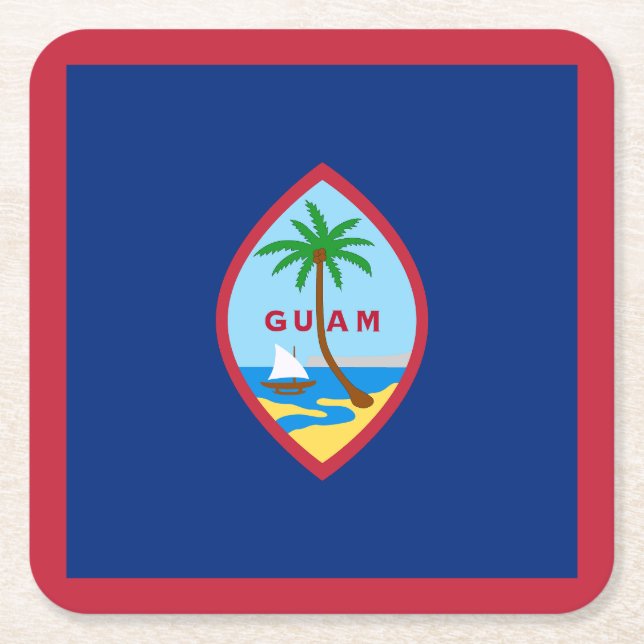 Guam Flagga Underlägg Papper Kvadrat (Framsidan)