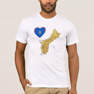 Guam flaggahjärta och kartaT-tröja Tröja
