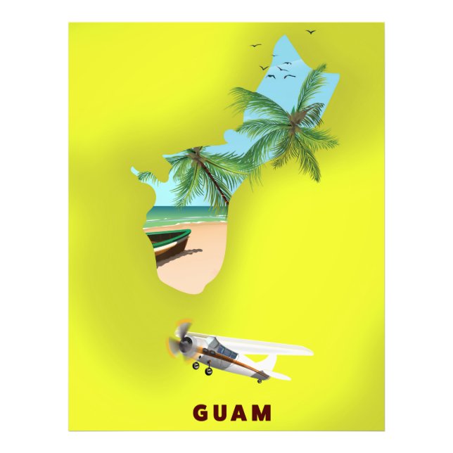 Guam illustrerad karta reseposter fototryck (Framsidan)