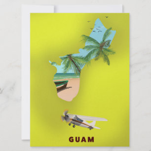 Guam illustrerad karta reseposter inbjudningar