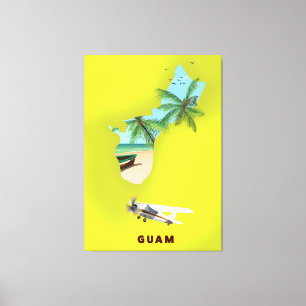 Guam illustrerade reseaffisch för karta canvastryck