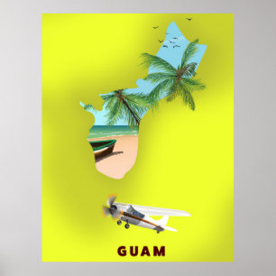Guam illustrerade reseaffisch för karta poster