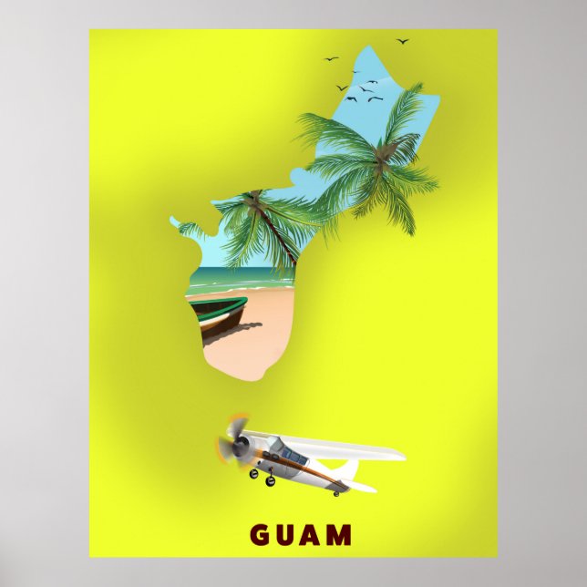 Guam illustrerade reseaffisch för karta poster (Framsidan)