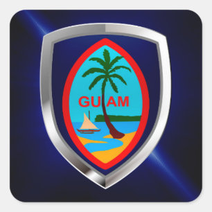 Guam Mettalic Emblem Fyrkantigt Klistermärke