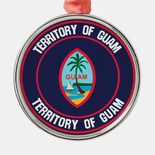 Guam Round Emblem Julgransprydnad Metall (Framsidan)