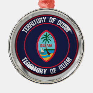 Guam Round Emblem Julgransprydnad Metall