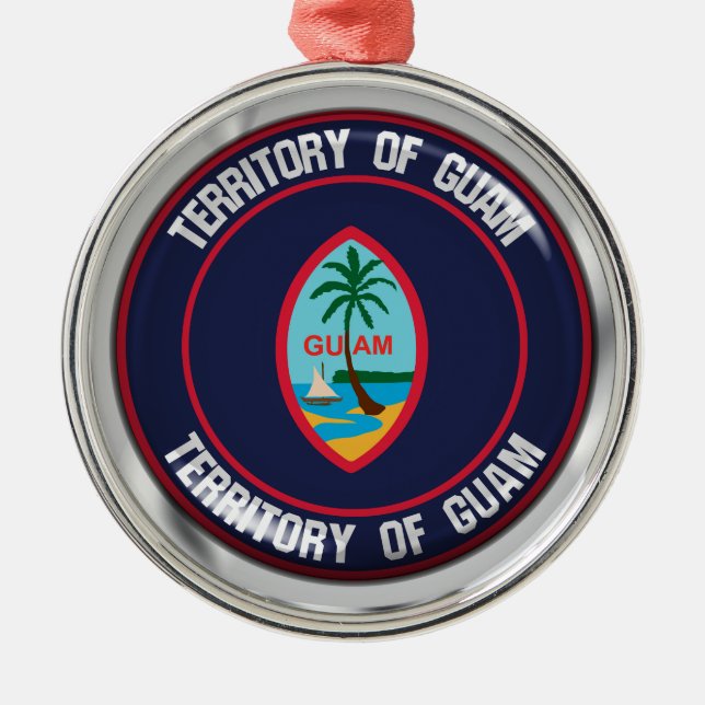 Guam Round Emblem Julgransprydnad Metall (Framsidan)