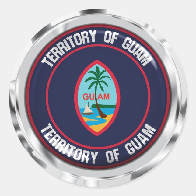 Guam Round Emblem Runt Klistermärke (Framsida)