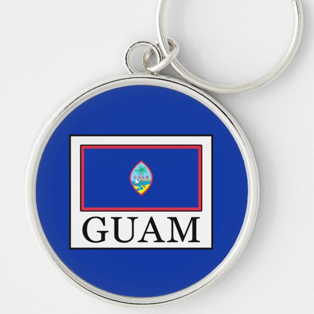 Guam Rund Silverfärgad Nyckelring (Framsidan)