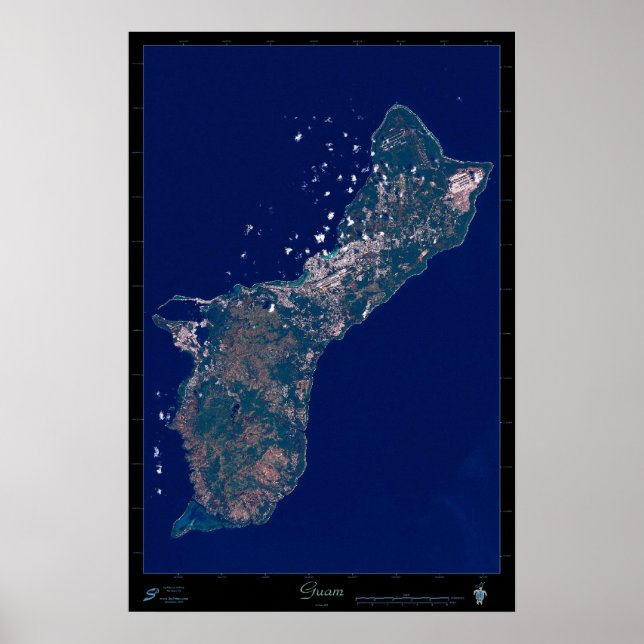 Guam satellit poster fototryck karta (Framsidan)