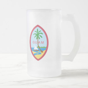 Guam vapensköld frostat ölglas