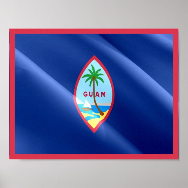 Guam - Wave Flagga - Poster (Framsidan)
