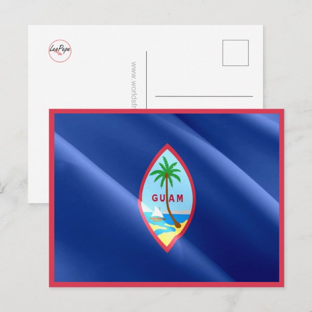 Guam - Wave Flagga - Vykort (Fram/baksida)