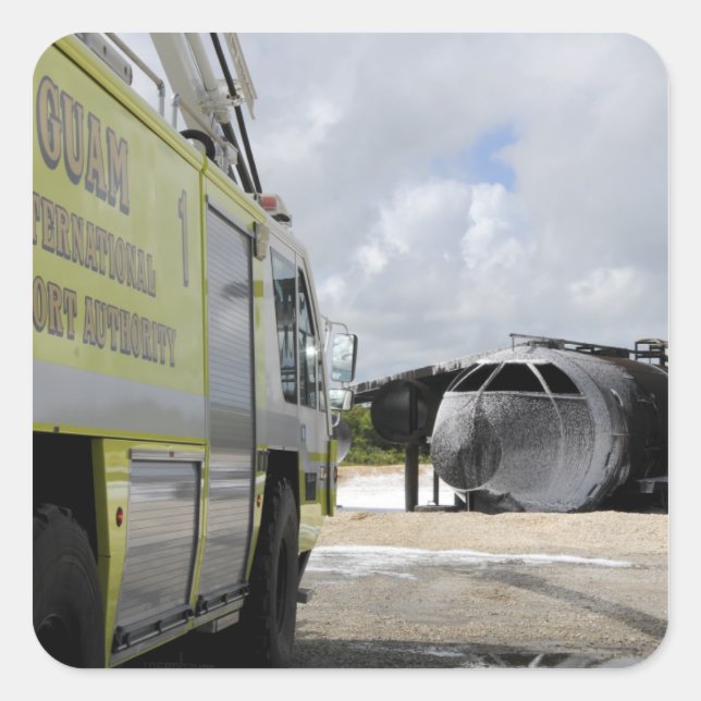 Guams WONPAT-flygplats Fyrkantigt Klistermärke (Framsida)