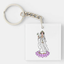 Guan Yin Bodhisattva på Lotus Acrylic Keychain