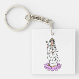 Guan Yin Bodhisattva på Lotus Acrylic Keychain