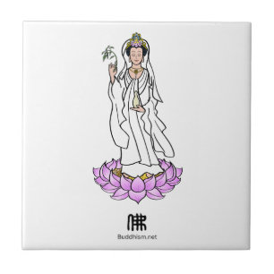 Guan Yin Bodhisattva på Lotus Kakelplatta